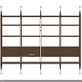 Modern Multi tier Storage Shelf Unit With Wooden Frame Black Panels And Open Compartments