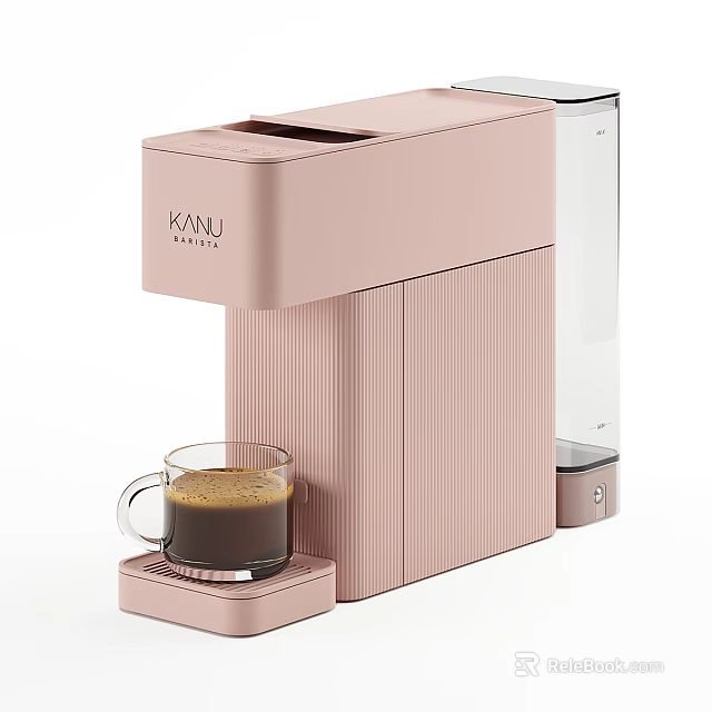 KANU Pink Coffee Machine Modern Kitchen Appliance For Making Espresso With Cup 3d model