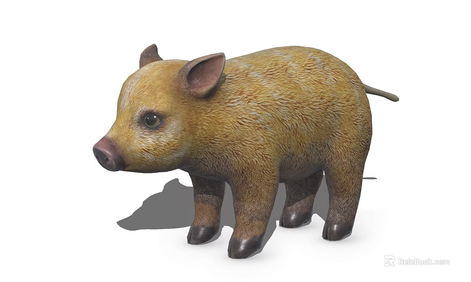 Realistic Brown 3D Pig Figurine With Detailed Texture And Small Size 3d model 