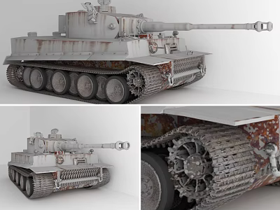 Vintage Military Tank With Rusty Weathered Exterior And Detailed Close Up Tracks View 3d model