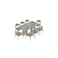 Modern Dining Table Set With Marble Tabletop Metal Legs And Upholstered Chairs 3d model