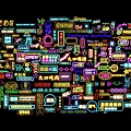 Colorful Neon Style Wall Lamp With Vibrant Illuminated Signs And Creative Patterns