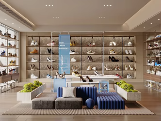 Modern Shoe Store Shoes sneaker High Heels Shoe Rack 3d model