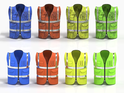 High Visibility Reflective Safety Vests In Multiple Colors With Reflective Strips For Work Safety 3d model