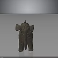 Antique Elephant Sculpture with Carved Textured Surface and Saddle Like Decorative Details