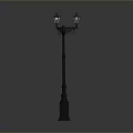 Classic Traditional Street Lamp Design With Ornate Base Decorative Pole And Multiple Lanterns