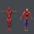 Game And Movie Character 3D Models With Four Characters Various Costumes Purple Red Green Outfits In Standing Poses