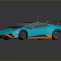 Blue Sports Car With Orange Accents Black Roof And Sleek Design