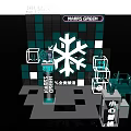 Snowflake Themed Photo Check-in Spot With Teal Green Square Tiles And Transparent Structures