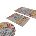 Colorful Square Rugs With Geometric Patterns Triangles And Red Blue Yellow Designs
