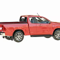 Red Pickup Truck Side View Featuring Double Cab Shiny Exterior And Alloy Wheels