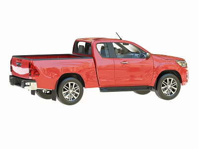 Red Pickup Truck Side View Featuring Double Cab Shiny Exterior And Alloy Wheels 3d model