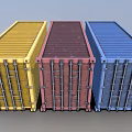 Industrial Equipment Featuring Multicolored Containers Yellow Red Gray Blue Neatly Arranged