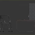 Metal Lockers With Labeled Drawers And Long Table With Folding Chairs In Gray Background
