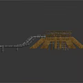 Industrial Mechanical Structure With Square Grid Top Support Legs And Metal Pipes
