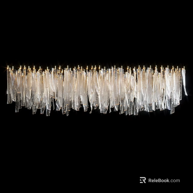 Elegant Modern Chandelier Design With Transparent Glass Strands And Hanging Decorative Elements For Interior Decoration 3d model 