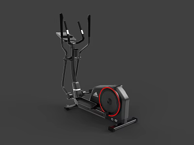 Black Elliptical Trainer For Home Fitness With Red Wheel Accents And Smooth Motion 3d model