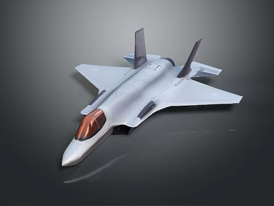Silver Fighter Jet Model With Sleek Design And Transparent Cockpit Displayed On Gray Background 3d model