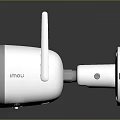Wireless White and Black Security Camera with Dual Antennas Lens and Orange Indicator Lights