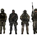Tactical Military Game Movie Characters With Combat Gear And Weapons