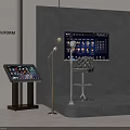 Modern Home Entertainment Appliances With Touchscreen Display Wall Mounted Screen Microphone And Audio Device