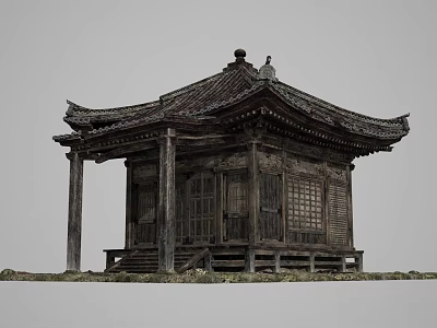 Traditional Wooden Ancient Architecture With Overhanging Eaves Tiled Roof And Lattice Windows 3d model