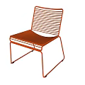 Orange Metal Frame Chair with Slatted Back and Cushioned Seat Modern Design