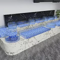 Modern Interior Design With Blue Elements And Marble Countertop Featuring Plants 3d model