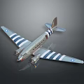Vintage Silver Twin Engine Airplane Model With Blue White Stripes And Star Emblem