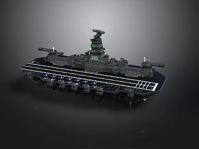 Detailed Large Water Vessel Warship with Turrets Superstructure and Flight Deck Design 3d model