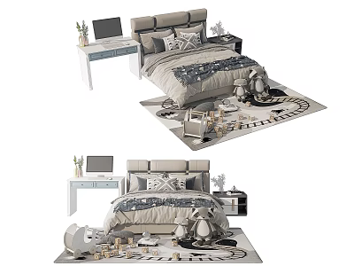 Modern Children's Bed Boy's Bed Boys' Bed Master's Bed 3d model