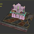 Ornate Decorative Model With White Top Gold Accents And Marble Base Geometric Patterns