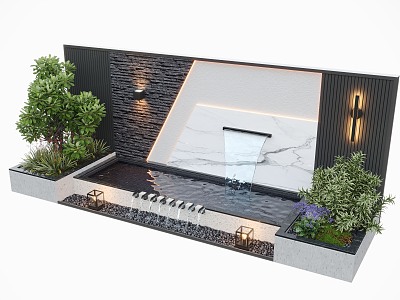 Modern Waterscape Wall Courtyard Waterscape Water Landscape Wall Landscape Plants model