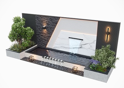 Modern Waterscape Wall Courtyard Waterscape Water Landscape Wall Landscape Plants 3d model