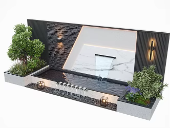 Modern Waterscape Wall Courtyard Waterscape Water Landscape Wall Landscape Plants 3d model