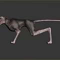 Hairless Fanged Creature Game Movie Character With Pinkish Purple Skin Open Mouth Aggressive Stance
