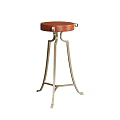 Modern Bar Stool with Round Leather Seat and Curved Metal Legs Design
