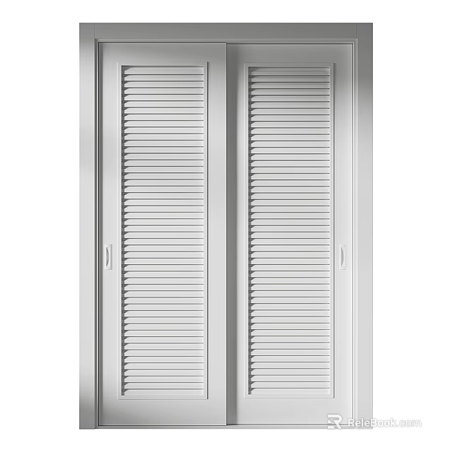 Sleek White Wardrobe With Louvered Doors Modern Interior Design 3d model