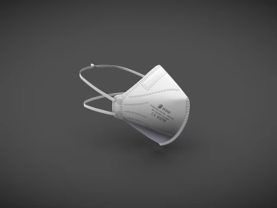 Disposable Protective Face Mask With Elastic Ear Loops And Filter Layer 3d model