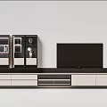 Modern TV Stand with Sleek Design Glass Door Cabinets and TV on Top