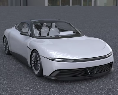 White Streamlined Electric Sports Car With Modern Front Grille And Large Wheels 3d model White Streamlined Electric Sports Car With Modern Front Grille And Large Wheels 3d model