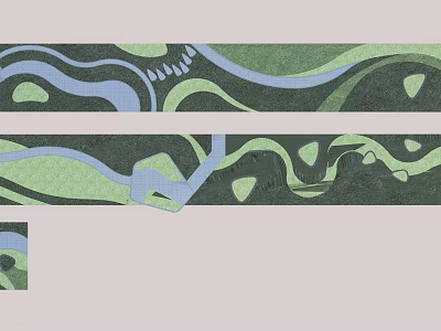 Modern Artistic Room Divider With Abstract Green Blue Wavy Patterns Design 3d model