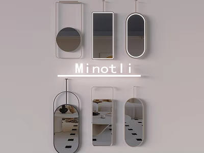 Modern Wall Mirrors With Various Shapes Including Circular Rectangular And Oval Designs 3d model