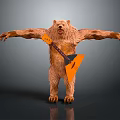Anthropomorphic Bear Creature With Arms Outstretched Holding Orange Triangular Guitar 3d model