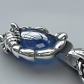 Silver Jewelry Pendant With Blue Gemstone Intricate Claw Setting And Twisted Metal Chain