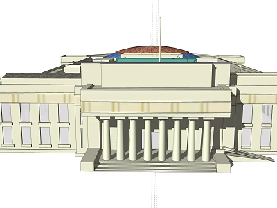 Grand Classical Museum Building With Symmetrical Facade Columns And Dome 3d model