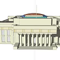 Grand Classical Museum Building With Symmetrical Facade Columns And Dome