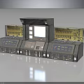 Vintage Control Console With Display Screen Control Buttons And Instrument Panels 3d model