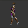 Sci Fi Female Character With Gold Purple Silver Armored Suit And Futuristic Design