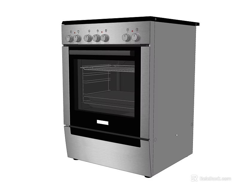 Stainless Steel Electric Oven Kitchen Appliance With Control Panel And Glass Door 3d model 